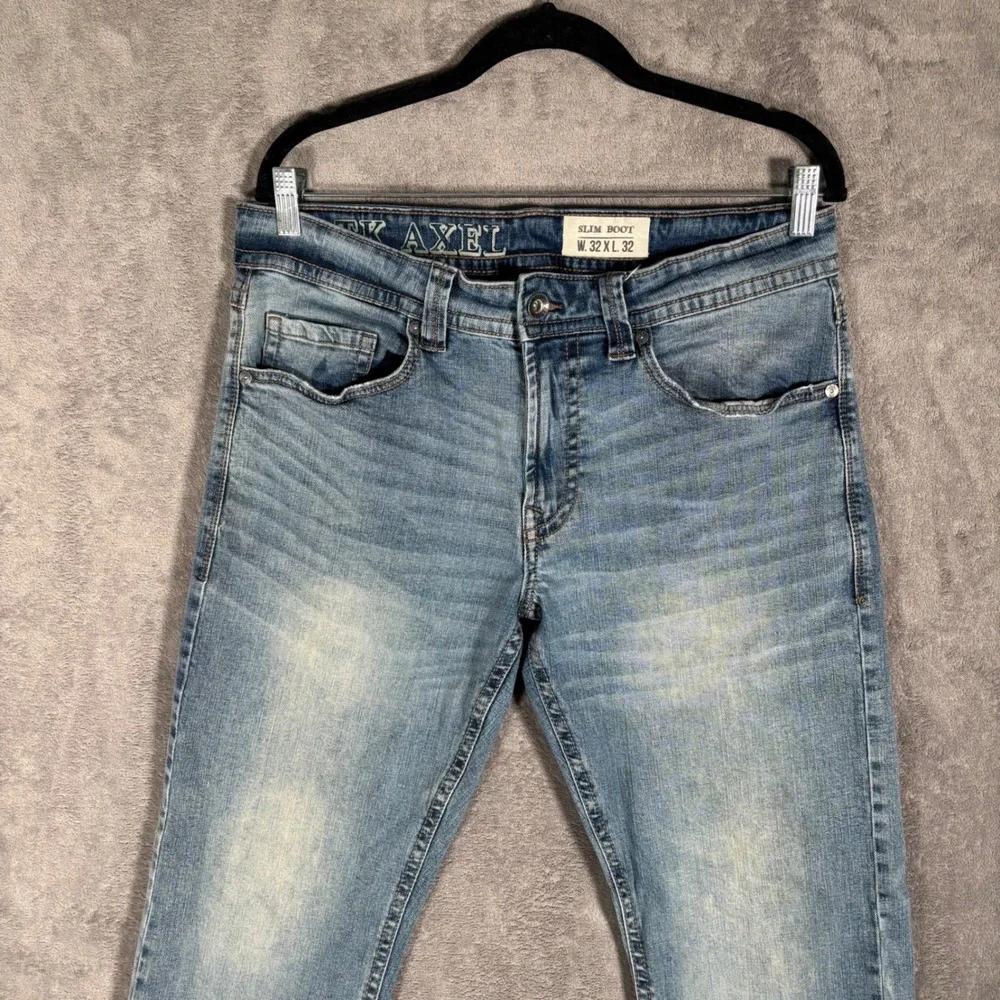TK Axel Jeans Mens‎ Size 32x32 fits 34x31 Slim Boot Light Wash Denim
